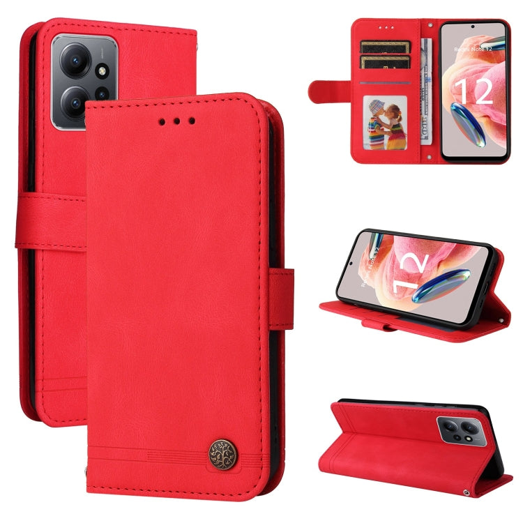 Custodia in pelle con bottone metallo per Redmi Note 12 4G
