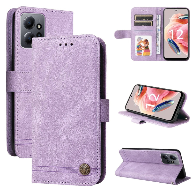 Custodia in pelle con bottone metallo per Redmi Note 12 4G