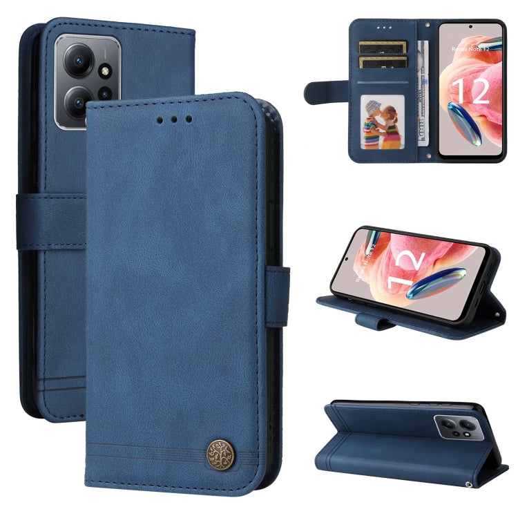 Custodia in pelle con bottone metallo per Redmi Note 12 4G