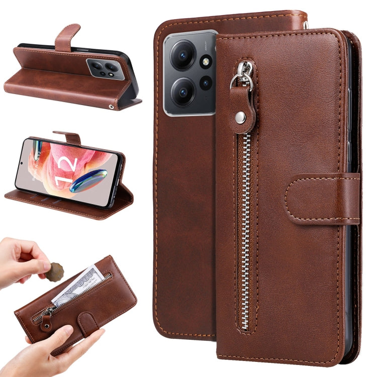 Custodia in pelle con cerniera per Xiaomi Redmi Note 12