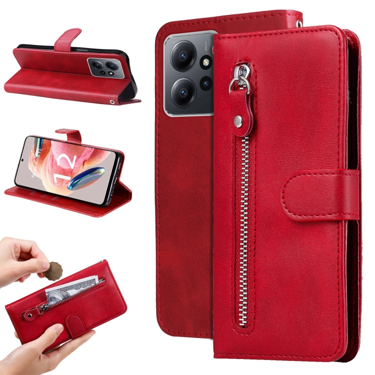 Custodia in pelle con cerniera per Xiaomi Redmi Note 12