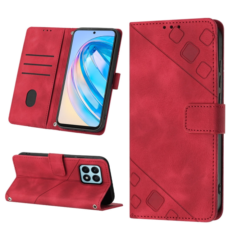 Custodia per telefono in pelle goffrata effetto pelle, For Honor X7 4G/Play 30 Plus, For Honor X7a 4G Global, For Honor X8 4G, For Honor X8a 4G Global