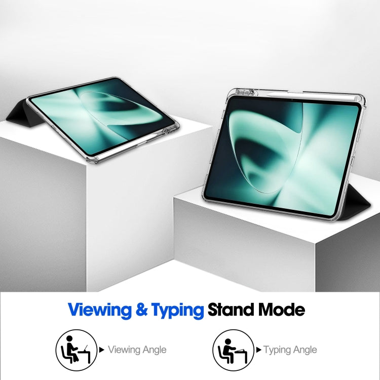 Custodia Smart Tablet in pelle con cover posteriore trasparente a 3 pieghe, For OnePlus Pad, For OPPO Pad 2