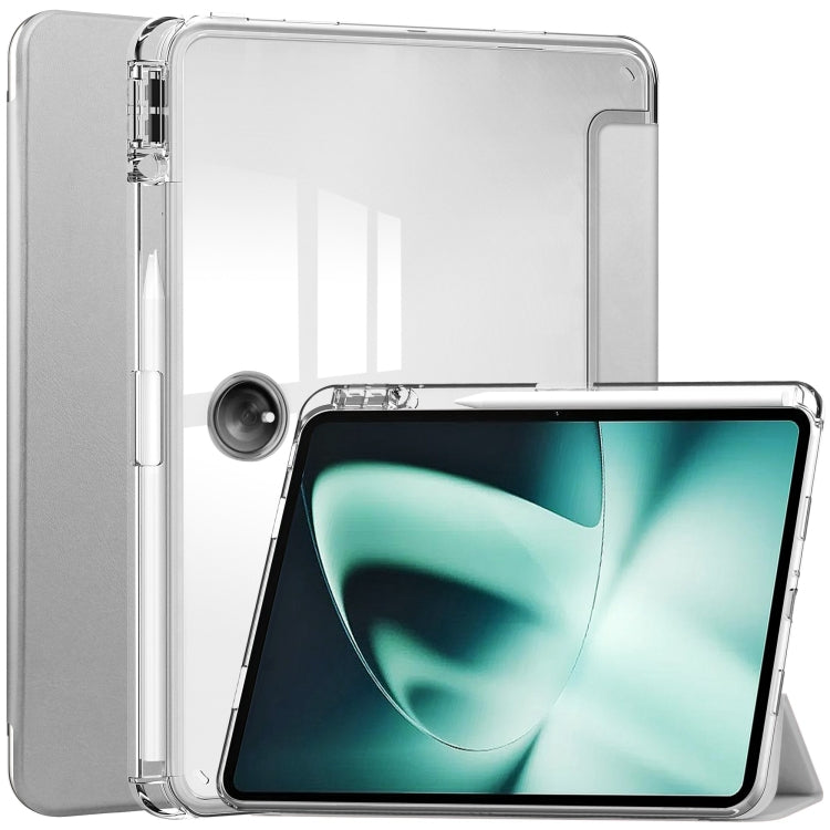 Custodia Smart Tablet in pelle con cover posteriore trasparente a 3 pieghe, For OnePlus Pad, For OPPO Pad 2