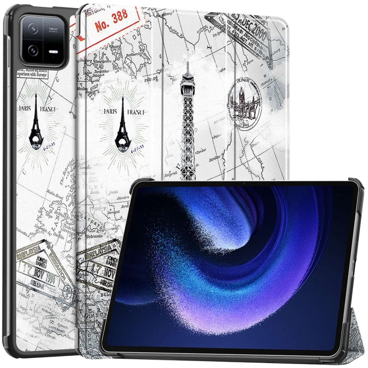 Custodia Smart Tablet in pelle con supporto 3 pieghe verniciato Custer, For Xiaomi Pad 6 / 6 Pro