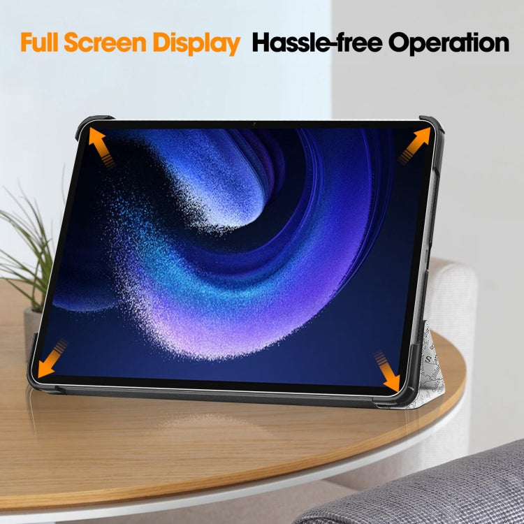 Custodia Smart Tablet in pelle con supporto 3 pieghe verniciato Custer, For Xiaomi Pad 6 / 6 Pro