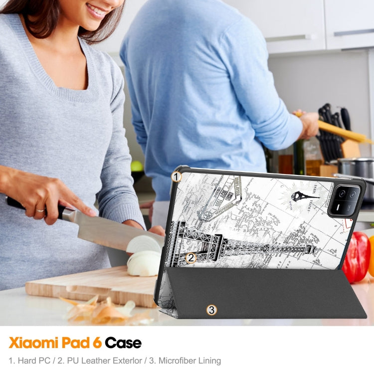Custodia Smart Tablet in pelle con supporto 3 pieghe verniciato Custer, For Xiaomi Pad 6 / 6 Pro