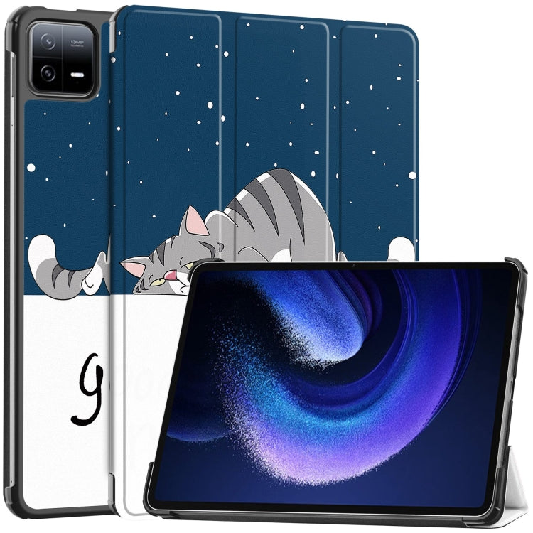 Custodia Smart Tablet in pelle con supporto 3 pieghe verniciato Custer, For Xiaomi Pad 6 / 6 Pro