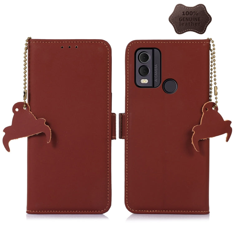 Custodia per telefono in pelle magnetica RFID in vera pelle, For Nokia G42, For Nokia XR21, For Nokia C12 4G, For Nokia C110, For Nokia C22 4G