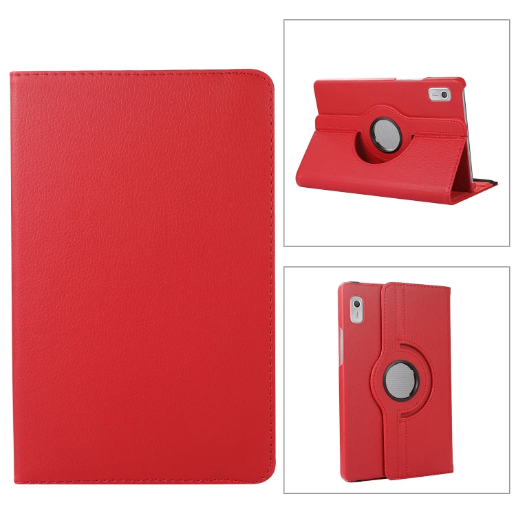 Custodia in pelle per tablet con texture Litchi con rotazione a 360 gradi con supporto, For Lenovo Tab M9