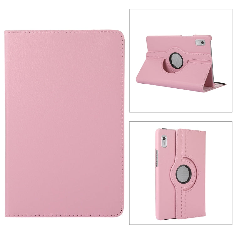 Custodia in pelle per tablet con texture Litchi con rotazione a 360 gradi con supporto, For Lenovo Tab M9