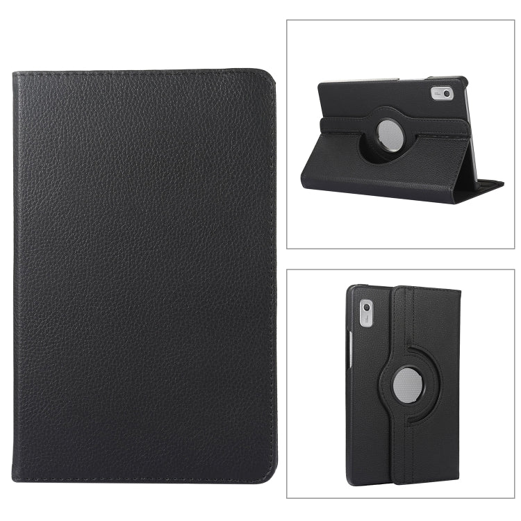 Custodia in pelle per tablet con texture Litchi con rotazione a 360 gradi con supporto, For Lenovo Tab M9