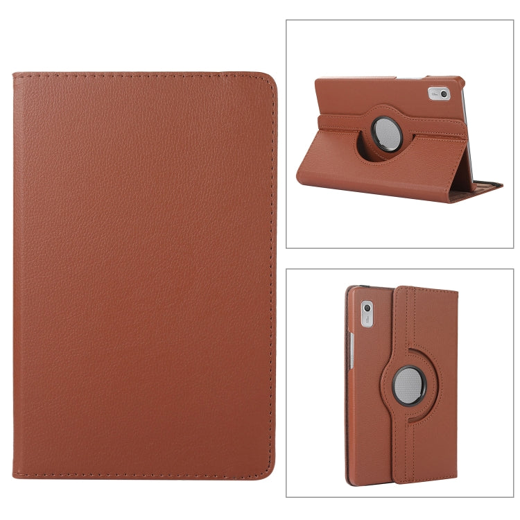 Custodia in pelle per tablet con texture Litchi con rotazione a 360 gradi con supporto, For Lenovo Tab M9