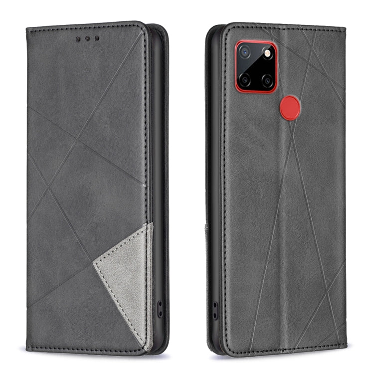 Custodia per telefono in pelle magnetica con trama a rombo, For Nokia C12, For Nokia C22, For Nokia C32, For Realme C33