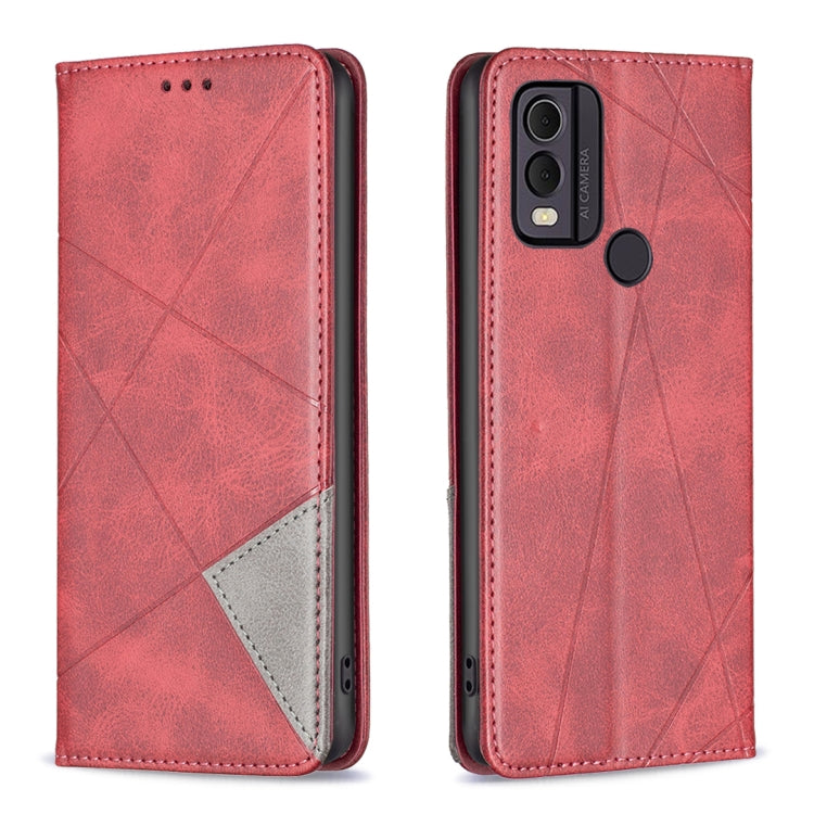 Custodia per telefono in pelle magnetica con trama a rombo, For Nokia C12, For Nokia C22, For Nokia C32, For Realme C33