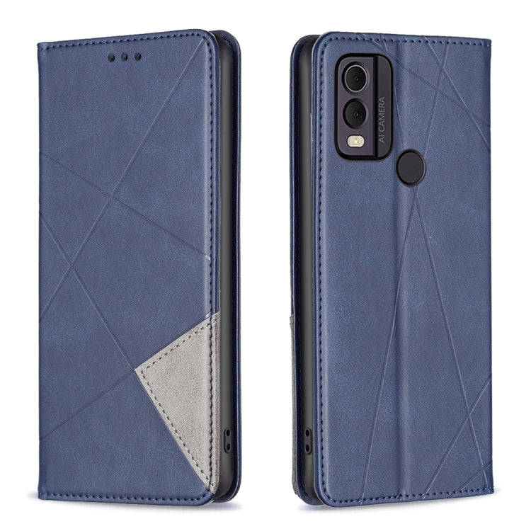 Custodia per telefono in pelle magnetica con trama a rombo, For Nokia C12, For Nokia C22, For Nokia C32, For Realme C33
