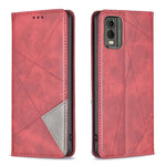 Custodia per telefono in pelle magnetica con trama a rombo, For Nokia C12, For Nokia C22, For Nokia C32, For Realme C33