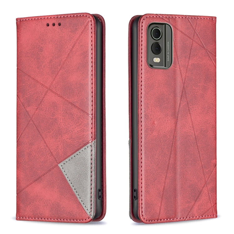 Custodia per telefono in pelle magnetica con trama a rombo, For Nokia C12, For Nokia C22, For Nokia C32, For Realme C33