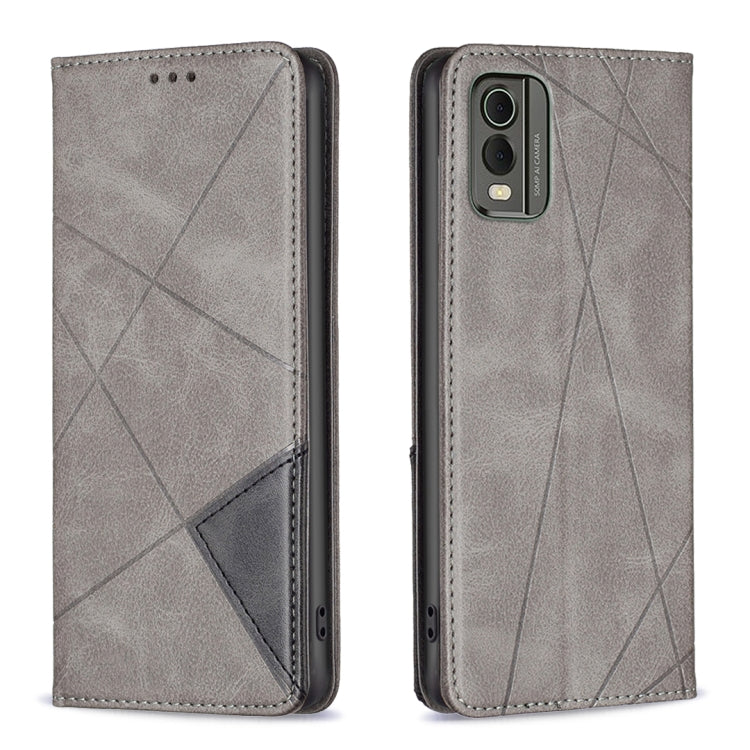 Custodia per telefono in pelle magnetica con trama a rombo, For Nokia C12, For Nokia C22, For Nokia C32, For Realme C33
