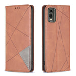 Custodia per telefono in pelle magnetica con trama a rombo, For Nokia C12, For Nokia C22, For Nokia C32, For Realme C33