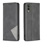 Custodia per telefono in pelle magnetica con trama a rombo, For Nokia C12, For Nokia C22, For Nokia C32, For Realme C33