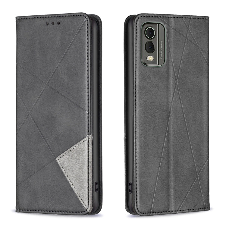 Custodia per telefono in pelle magnetica con trama a rombo, For Nokia C12, For Nokia C22, For Nokia C32, For Realme C33