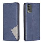 Custodia per telefono in pelle magnetica con trama a rombo, For Nokia C12, For Nokia C22, For Nokia C32, For Realme C33