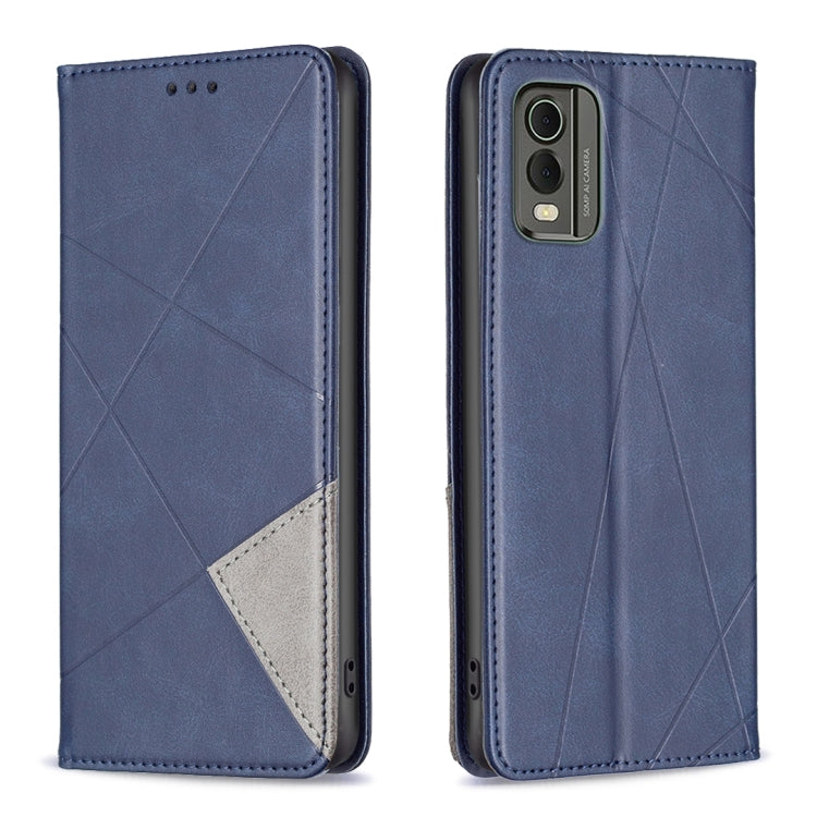 Custodia per telefono in pelle magnetica con trama a rombo, For Nokia C12, For Nokia C22, For Nokia C32, For Realme C33