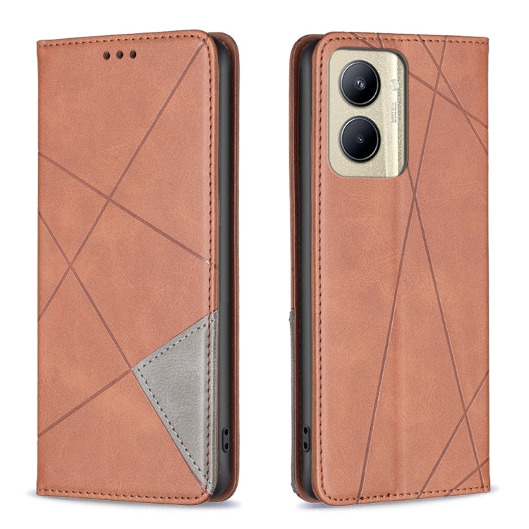 Custodia per telefono in pelle magnetica con trama a rombo, For Nokia C12, For Nokia C22, For Nokia C32, For Realme C33
