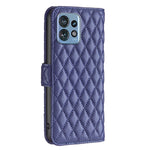 Custodia per cellulare in pelle con flip a portafoglio Diamond Lattice, For Motorola Edge 40 Pro 5G / Moto X40