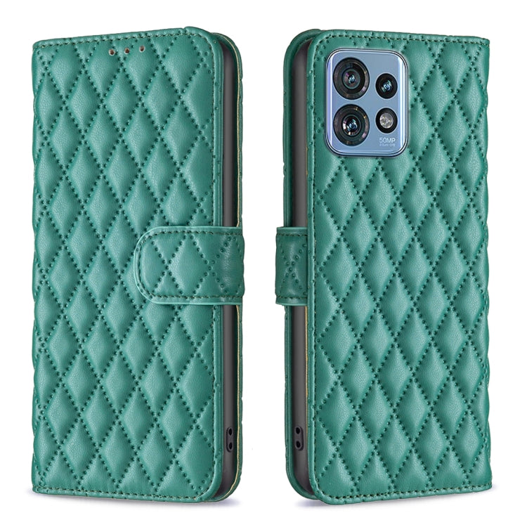 Custodia per cellulare in pelle con flip a portafoglio Diamond Lattice, For Motorola Edge 40 Pro 5G / Moto X40