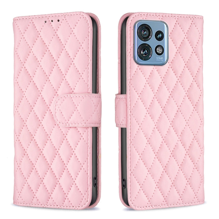 Custodia per cellulare in pelle con flip a portafoglio Diamond Lattice, For Motorola Edge 40 Pro 5G / Moto X40