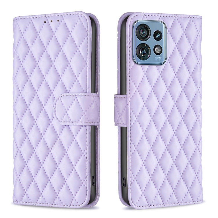 Custodia per cellulare in pelle con flip a portafoglio Diamond Lattice, For Motorola Edge 40 Pro 5G / Moto X40