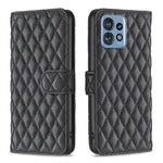 Custodia per cellulare in pelle con flip a portafoglio Diamond Lattice, For Motorola Edge 40 Pro 5G / Moto X40