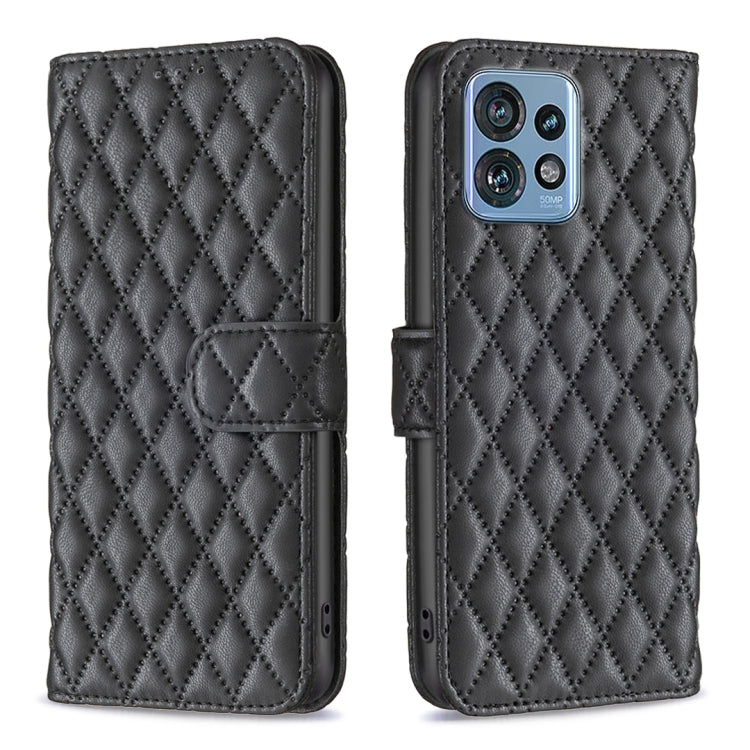 Custodia per cellulare in pelle con flip a portafoglio Diamond Lattice, For Motorola Edge 40 Pro 5G / Moto X40