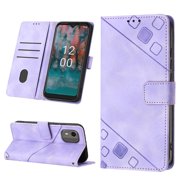Custodia per telefono in pelle goffrata effetto pelle, For Nokia C12, For Nokia C02, For Nokia C22, For Nokia C32