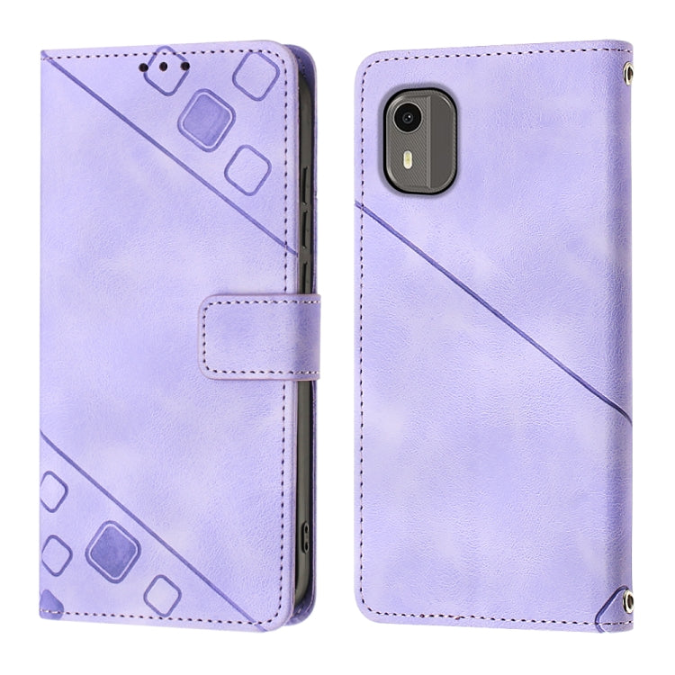 Custodia per telefono in pelle goffrata effetto pelle, For Nokia C12, For Nokia C02, For Nokia C22, For Nokia C32