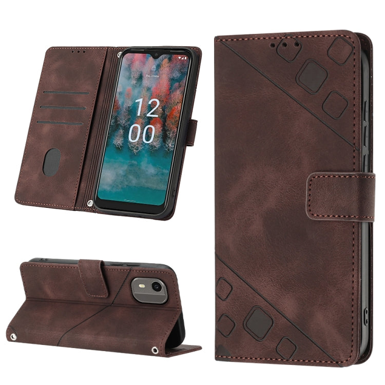 Custodia per telefono in pelle goffrata effetto pelle, For Nokia C12, For Nokia C02, For Nokia C22, For Nokia C32