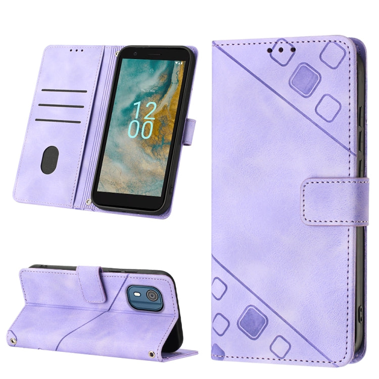 Custodia per telefono in pelle goffrata effetto pelle, For Nokia C12, For Nokia C02, For Nokia C22, For Nokia C32