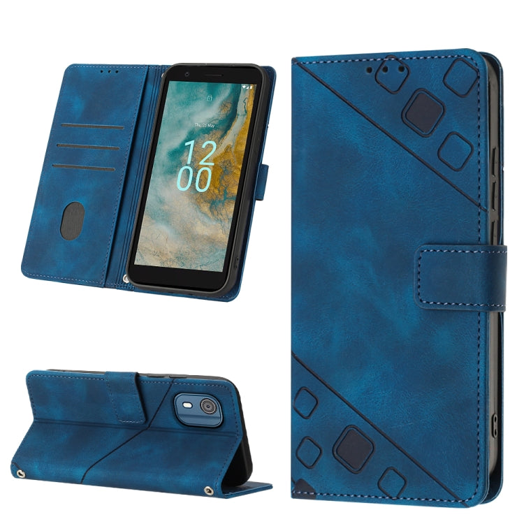 Custodia per telefono in pelle goffrata effetto pelle, For Nokia C12, For Nokia C02, For Nokia C22, For Nokia C32
