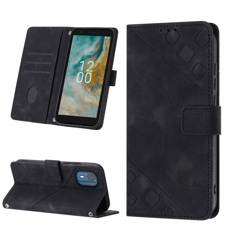 Custodia per telefono in pelle goffrata effetto pelle, For Nokia C12, For Nokia C02, For Nokia C22, For Nokia C32