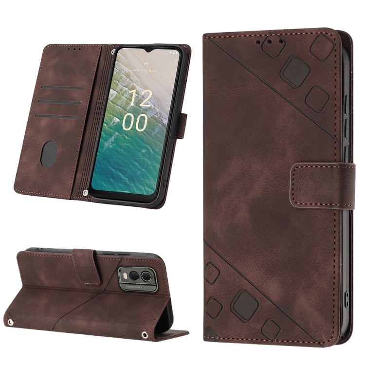 Custodia per telefono in pelle goffrata effetto pelle, For Nokia C12, For Nokia C02, For Nokia C22, For Nokia C32