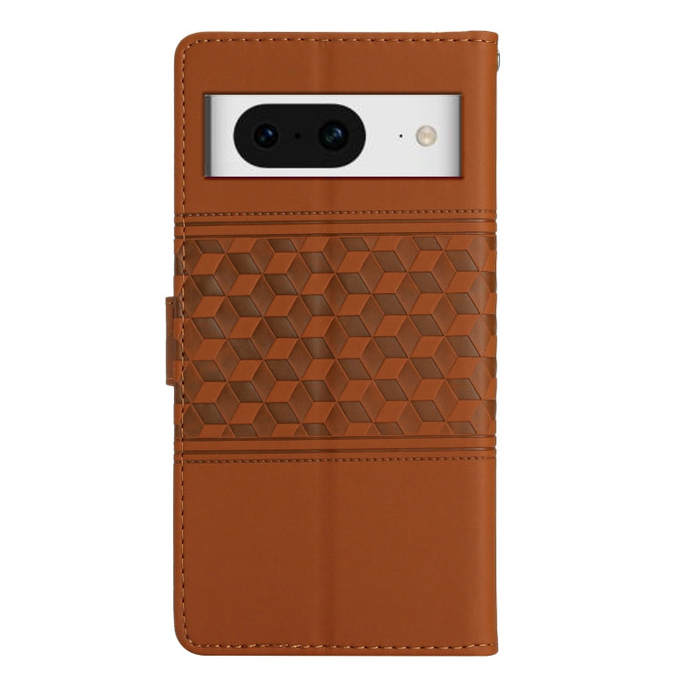Custodia per telefono in pelle con effetto pelle goffrata a diamante con cordino, For Google Pixel 8, For Google Pixel 8 Pro, For Google Pixel 7 5G, For Google Pixel 7 Pro 5G