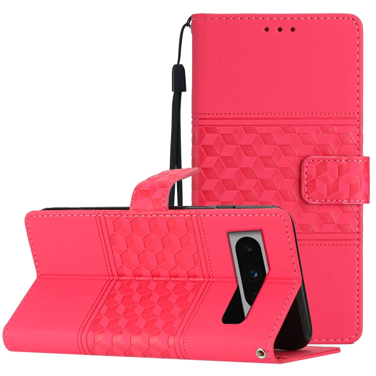 Custodia per telefono in pelle con effetto pelle goffrata a diamante con cordino, For Google Pixel 8, For Google Pixel 8 Pro, For Google Pixel 7 5G, For Google Pixel 7 Pro 5G