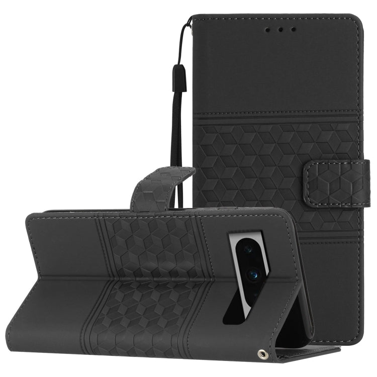 Custodia per telefono in pelle con effetto pelle goffrata a diamante con cordino, For Google Pixel 8, For Google Pixel 8 Pro, For Google Pixel 7 5G, For Google Pixel 7 Pro 5G