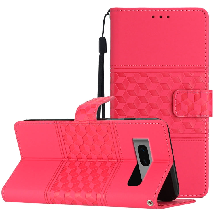 Custodia per telefono in pelle con effetto pelle goffrata a diamante con cordino, For Google Pixel 8, For Google Pixel 8 Pro, For Google Pixel 7 5G, For Google Pixel 7 Pro 5G