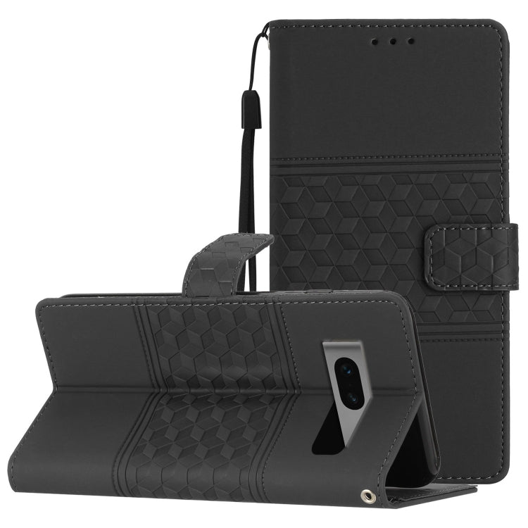 Custodia per telefono in pelle con effetto pelle goffrata a diamante con cordino, For Google Pixel 8, For Google Pixel 8 Pro, For Google Pixel 7 5G, For Google Pixel 7 Pro 5G