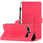 Custodia per telefono in pelle con effetto pelle goffrata a diamante con cordino, For Google Pixel 8, For Google Pixel 8 Pro, For Google Pixel 7 5G, For Google Pixel 7 Pro 5G