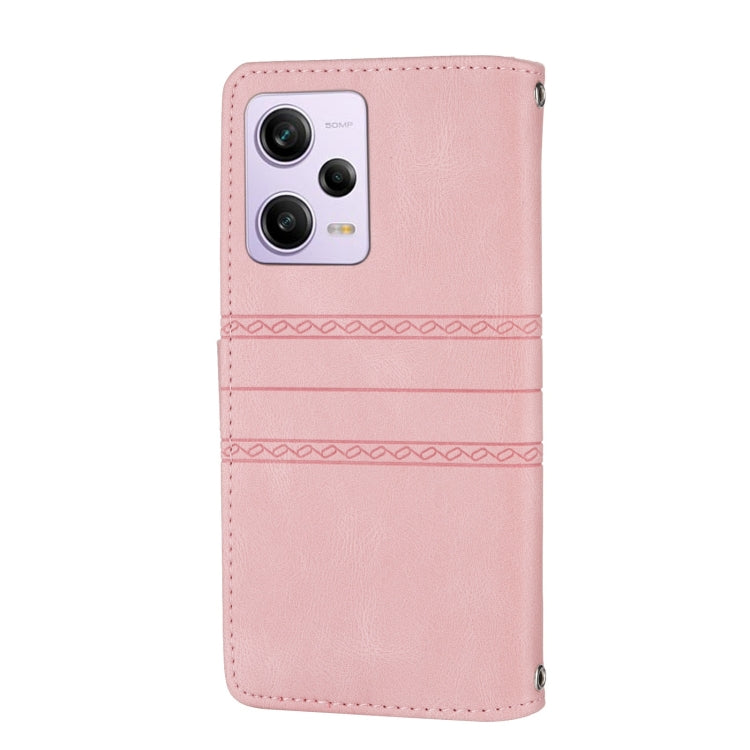 Custodia portafoglio in pelle effetto righe per Redmi Note 12 Pro