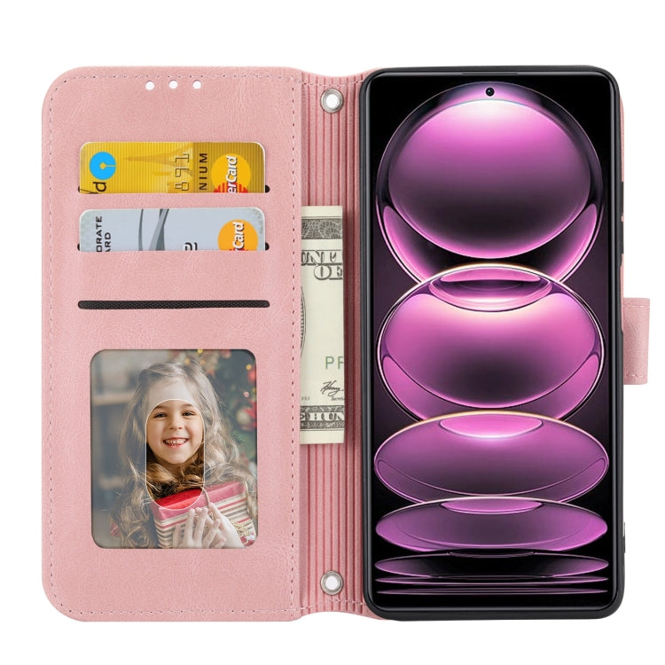 Custodia portafoglio in pelle effetto righe per Redmi Note 12 Pro